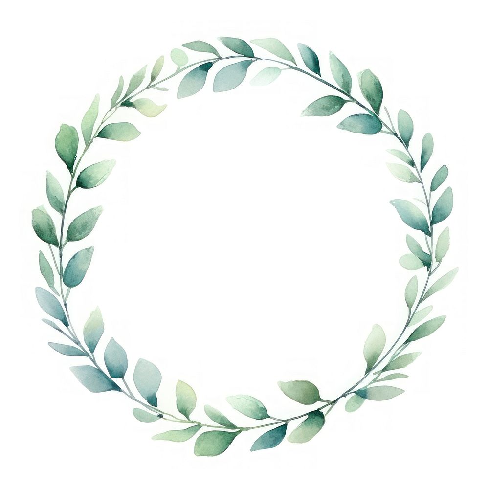 Green leaf circle border pattern wreath white background. AI generated Image by rawpixel.