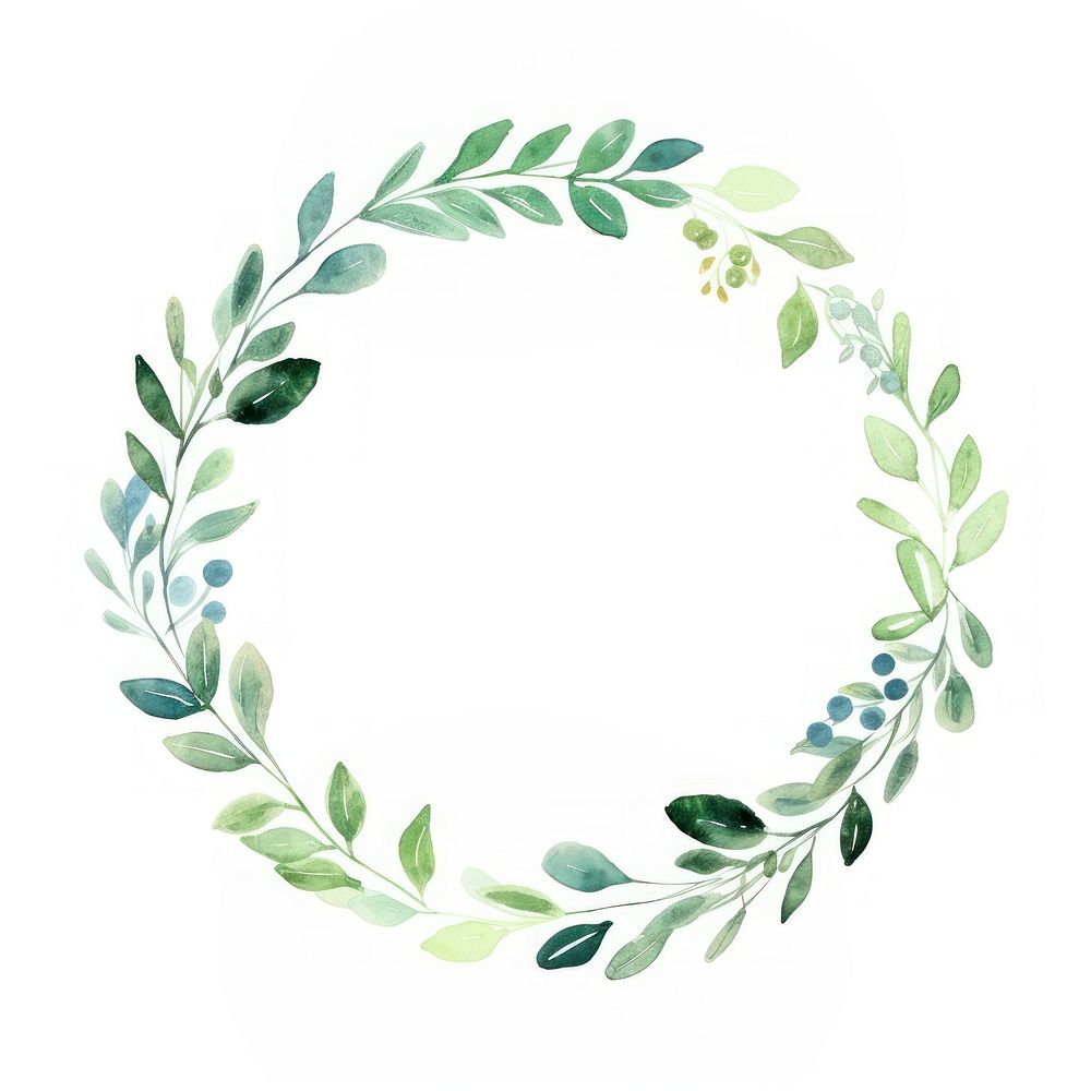 Green leaf circle border pattern wreath plant. AI generated Image by rawpixel.