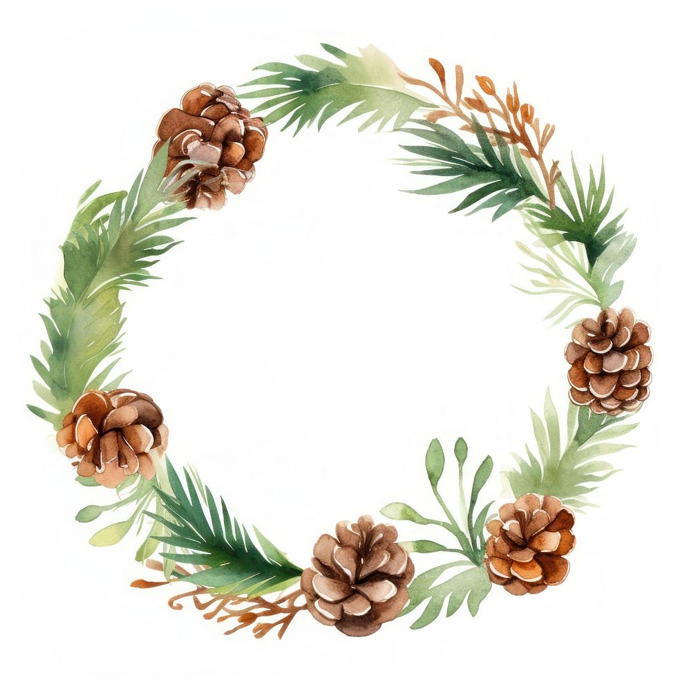 Pine wreath with pine cone pattern circle plant. AI generated Image by rawpixel.