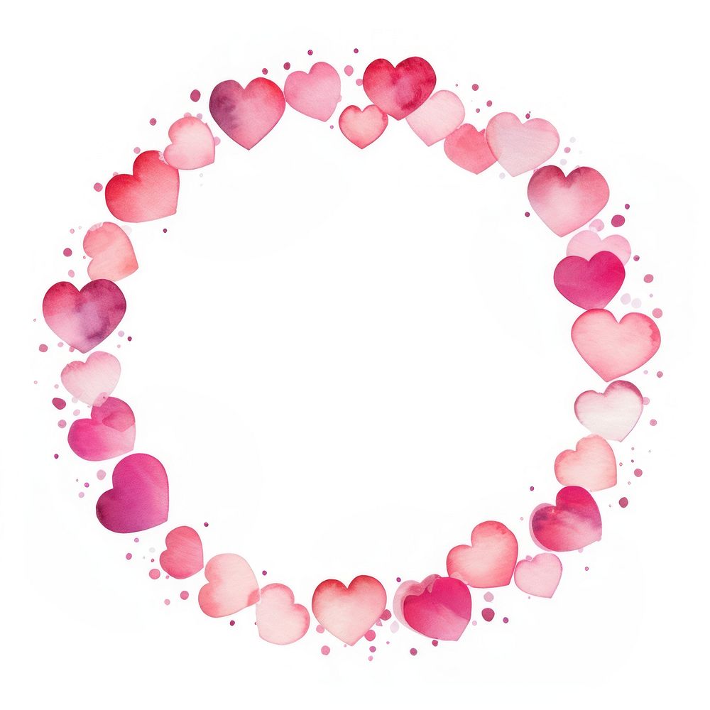 Pink hearts circle border pattern petal white background. AI generated Image by rawpixel.