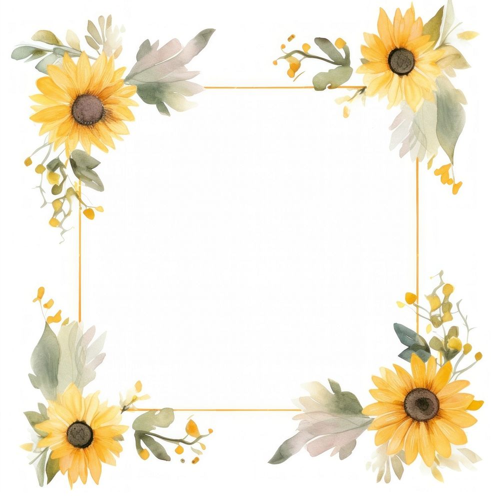 Little sunflower square border backgrounds pattern plant. AI generated Image by rawpixel.