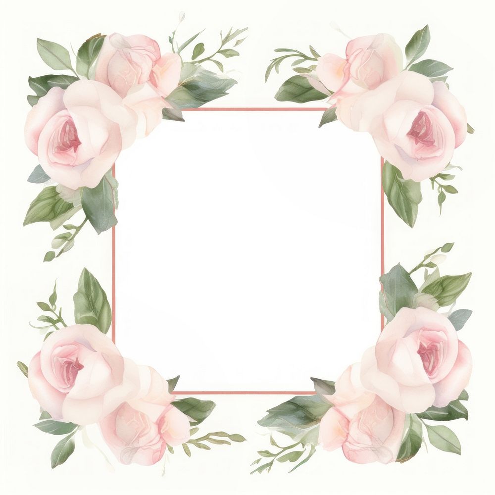 Little white rose square border pattern flower plant. AI generated Image by rawpixel.