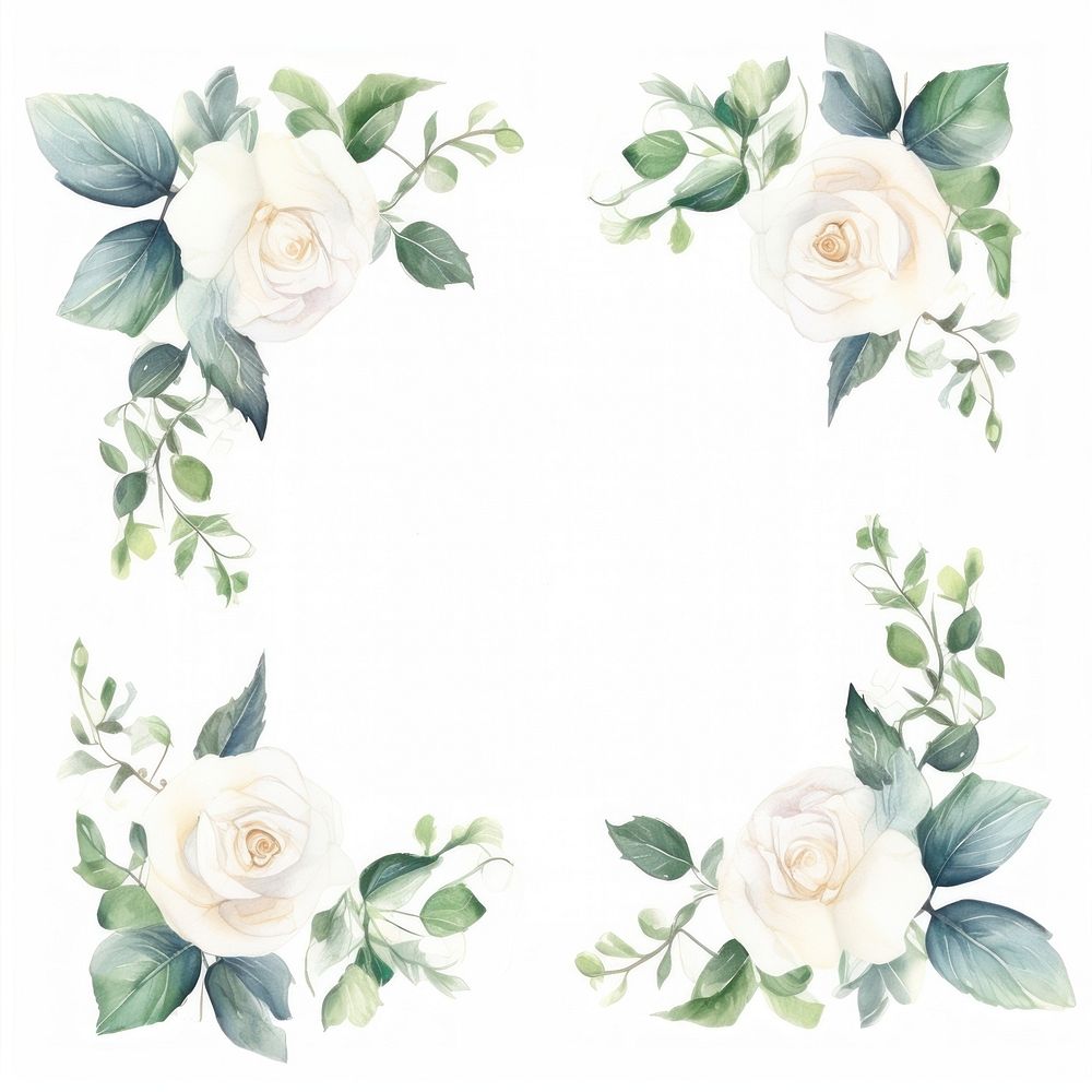 Little white rose square border pattern backgrounds flower. AI generated Image by rawpixel.