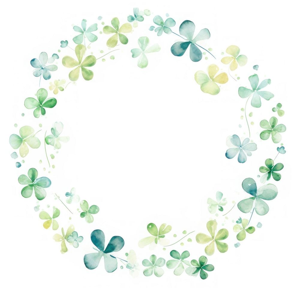 Lucky clover circle border pattern wreath white background. AI generated Image by rawpixel.