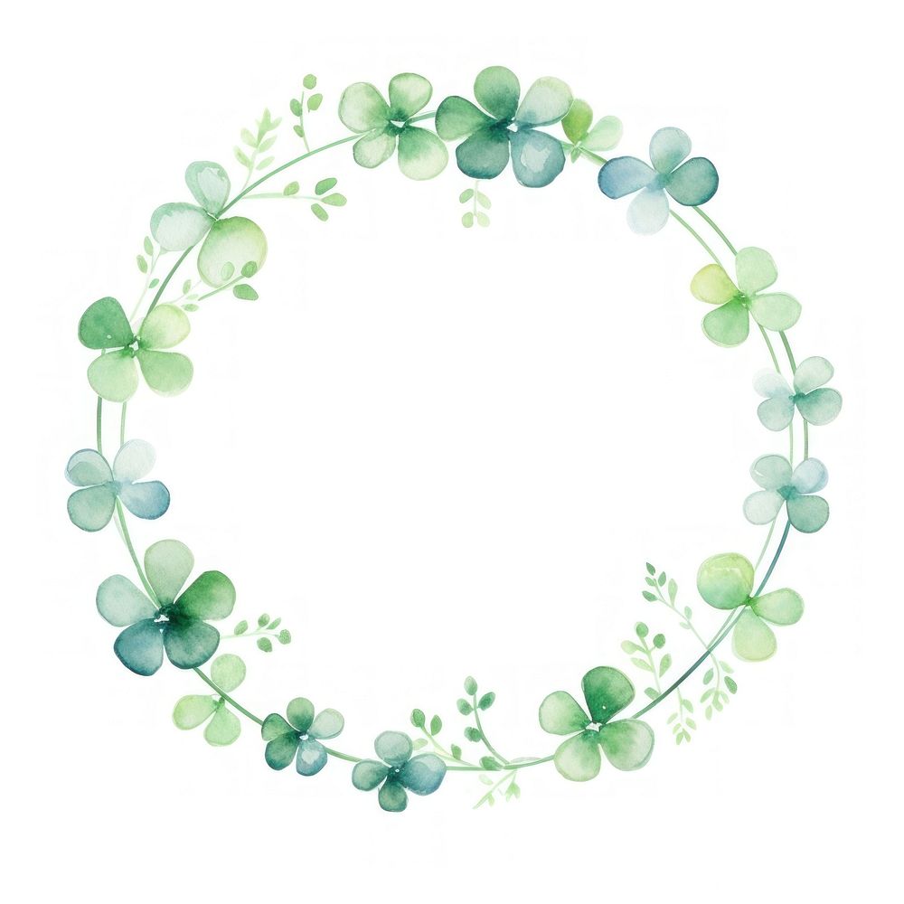 Lucky clover circle border pattern wreath white background. AI generated Image by rawpixel.