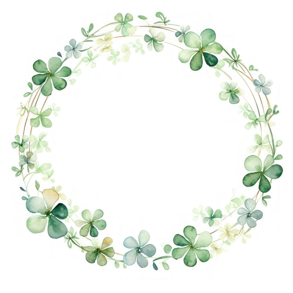 Lucky clover circle border pattern wreath plant. AI generated Image by rawpixel.