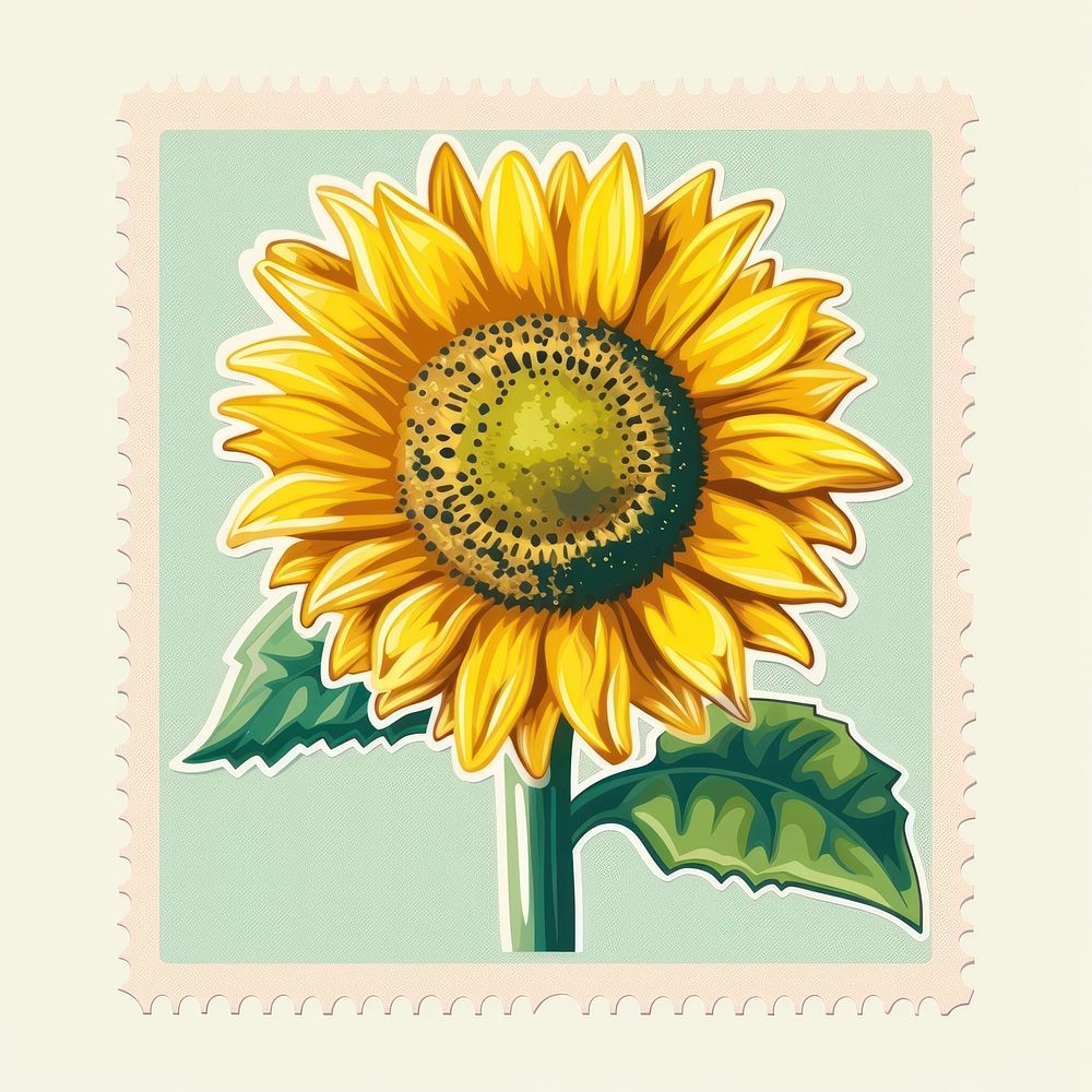 Modern vector postage stamp sunflower | Premium Photo Illustration ...