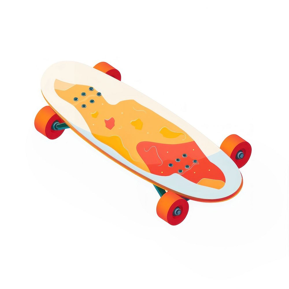Skateboard white background skateboarding longboard. AI generated Image by rawpixel.