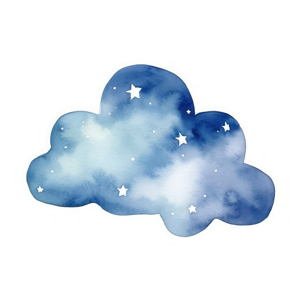 Dark blue cloud star sky white background. AI generated Image by rawpixel.
