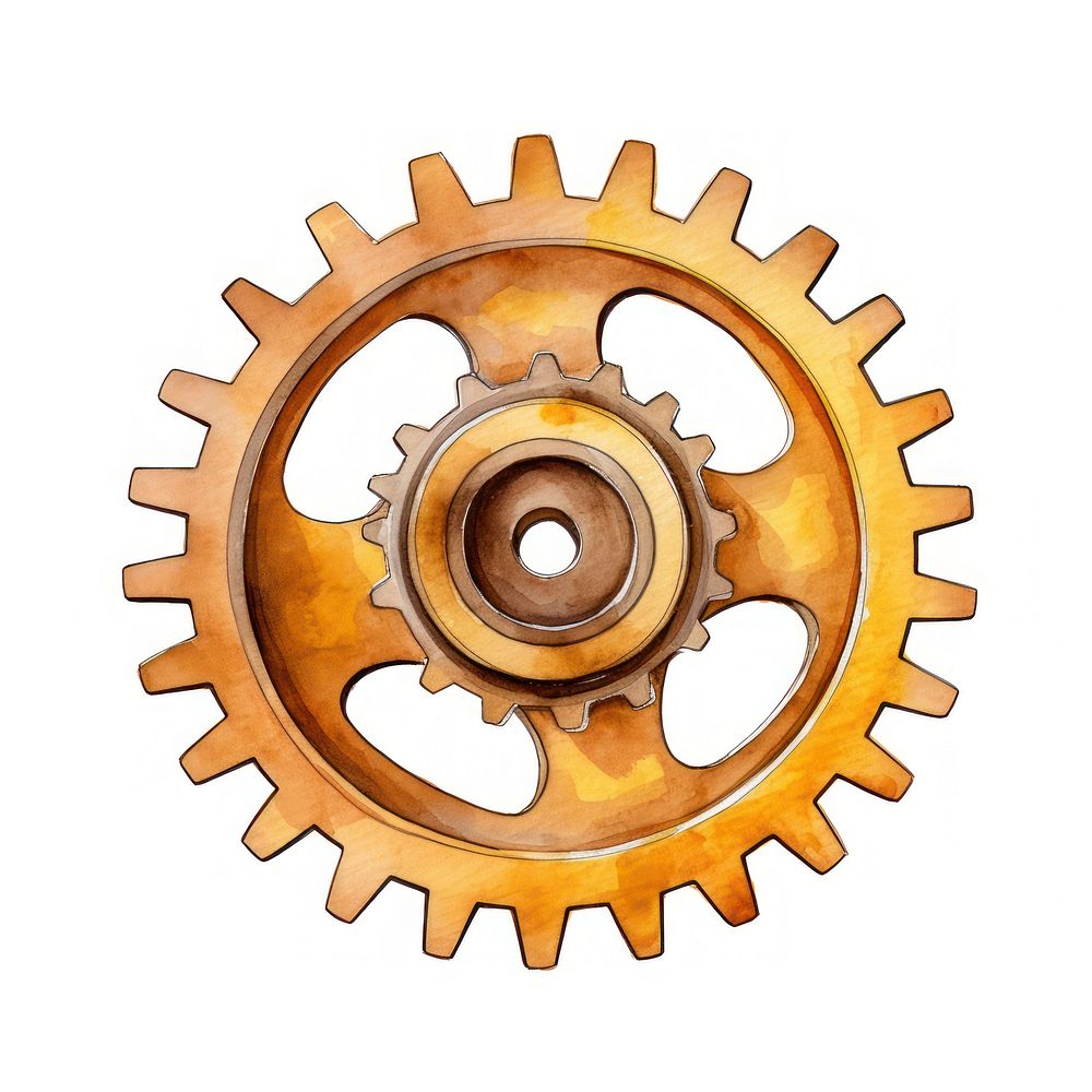 Gear wheel gold white background. AI generated Image by rawpixel.