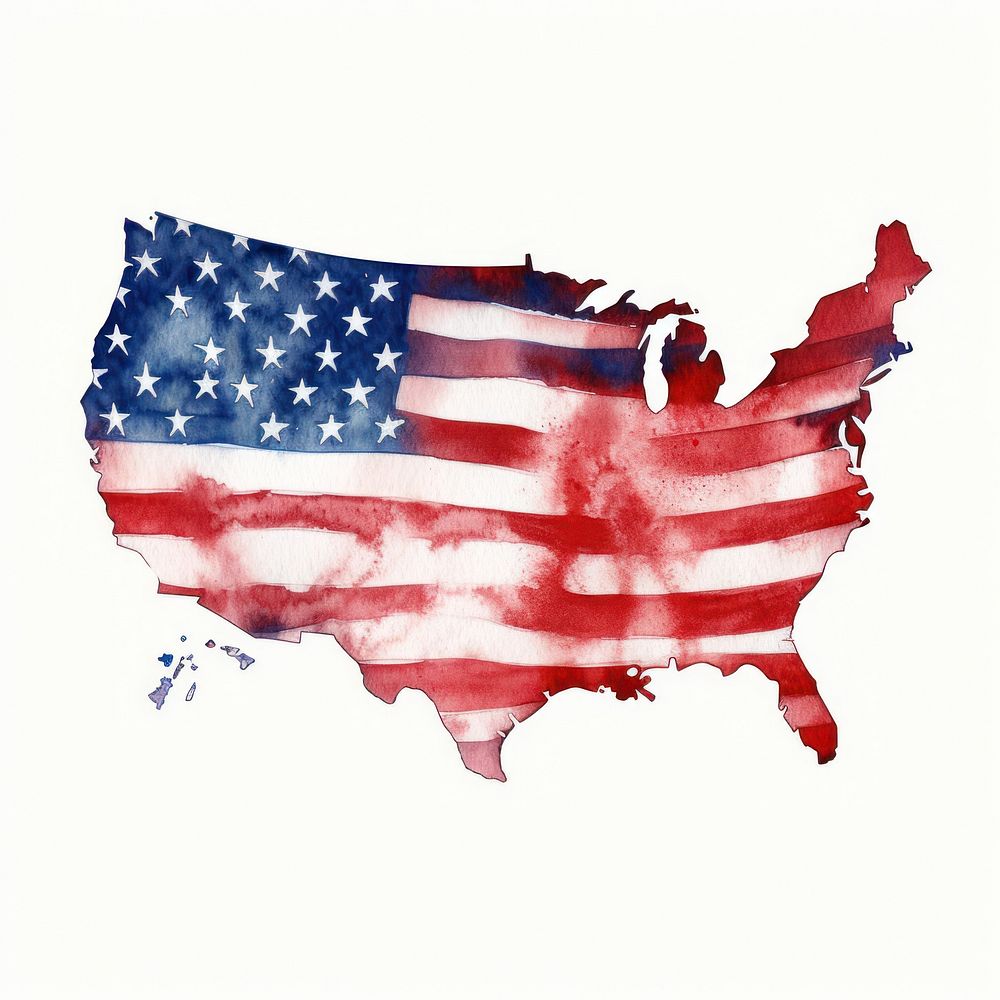 America watercolor flag independence patriotism. AI generated Image by rawpixel.