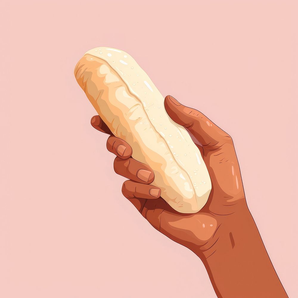 Hand holding of bread food freshness baguette.