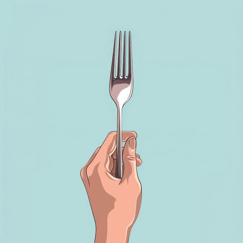 Hand holding of fork silverware tableware freshness.