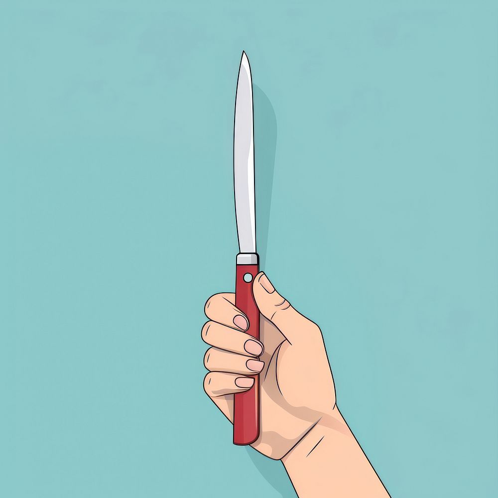 Hand holding of knife weapon dagger weaponry.