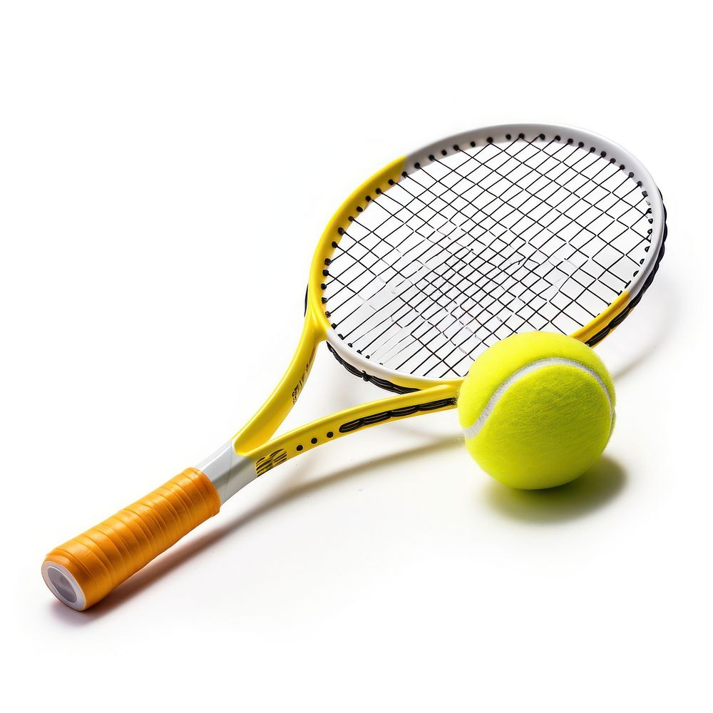 Tennis racket with a Tennis ball tennis sports white background. AI generated Image by rawpixel.