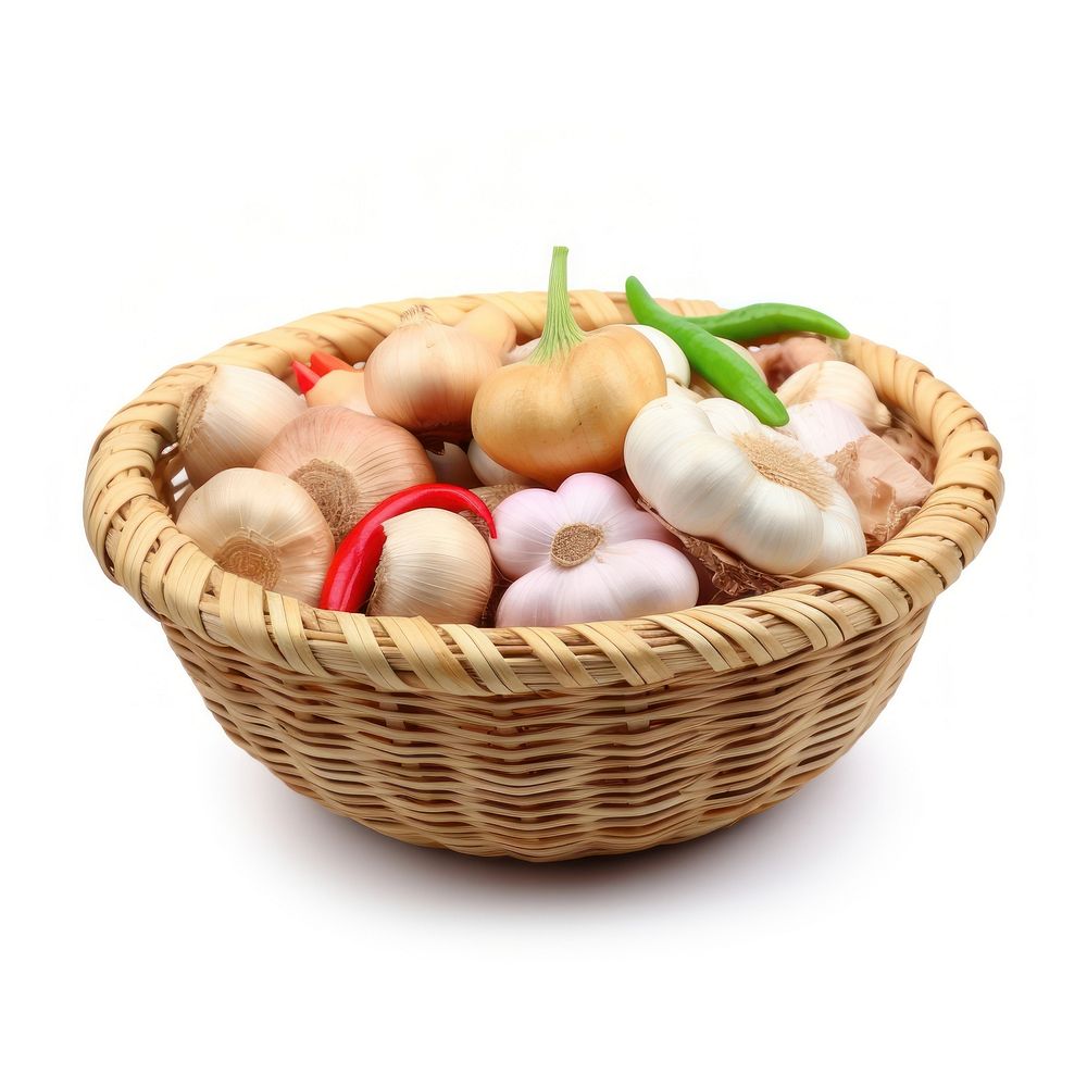 Variety Thai vetgetable basket food white background. AI generated Image by rawpixel.