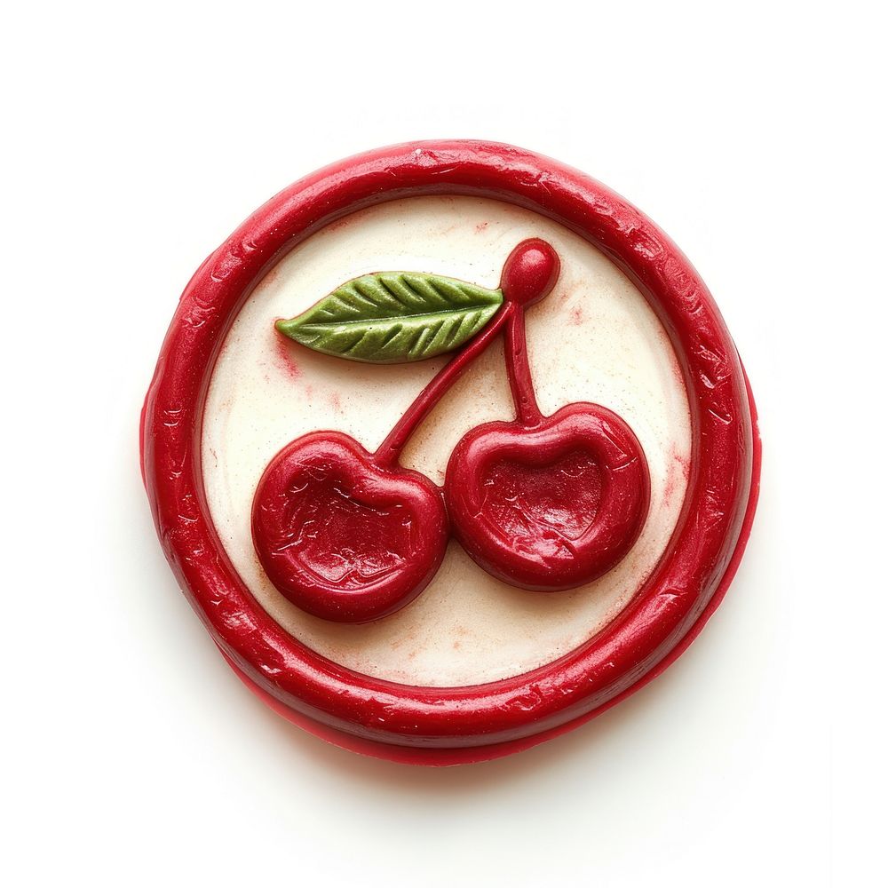 Seal Wax Stamp 2 cherries food white background confectionery.