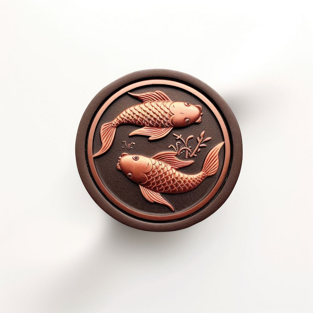 Seal Wax Stamp 2 koi Fishs white background accessories accessory.