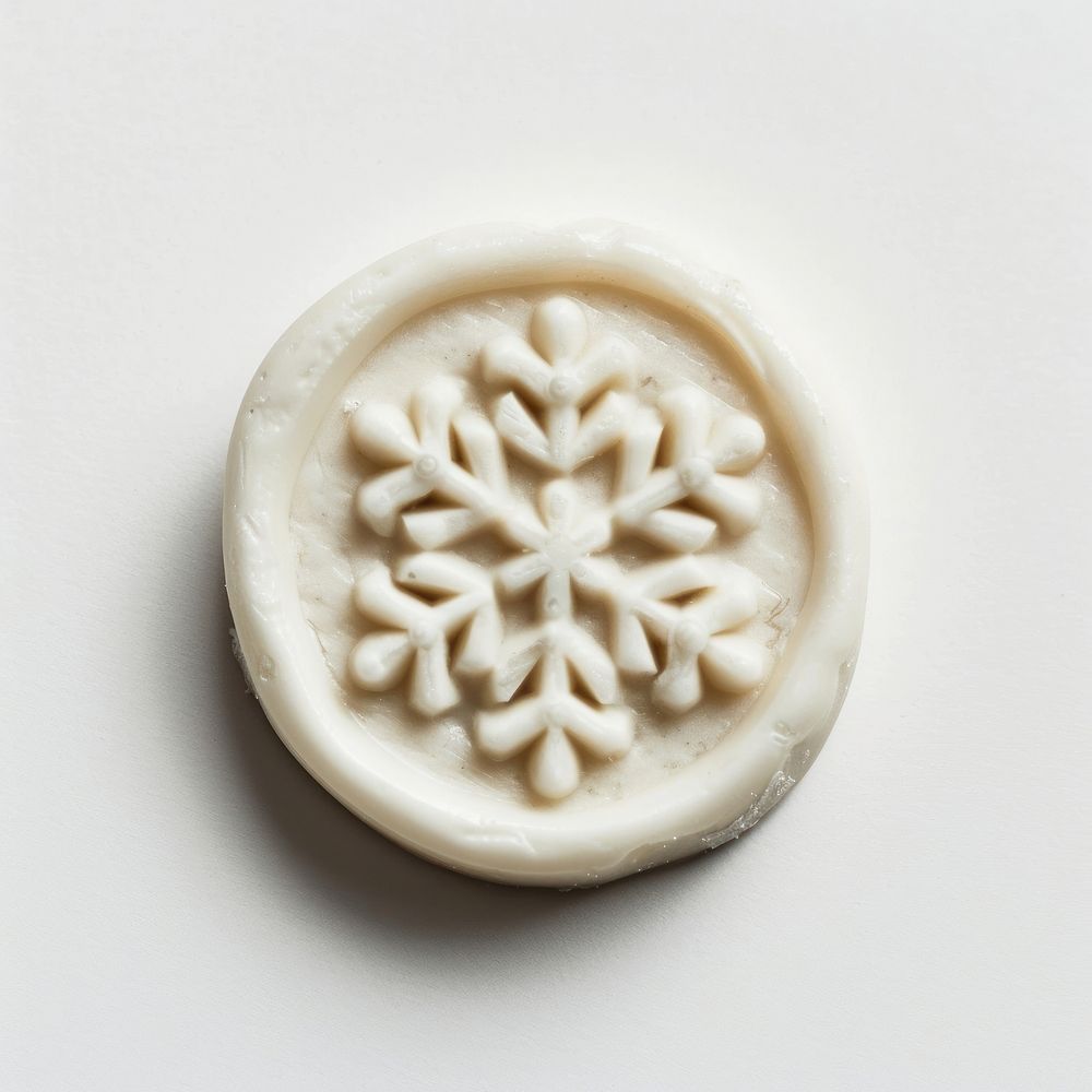 Seal Wax Stamp white snowflake food white background confectionery.