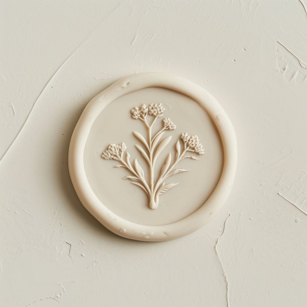 Seal Wax Stamp wild flower art porcelain dishware.