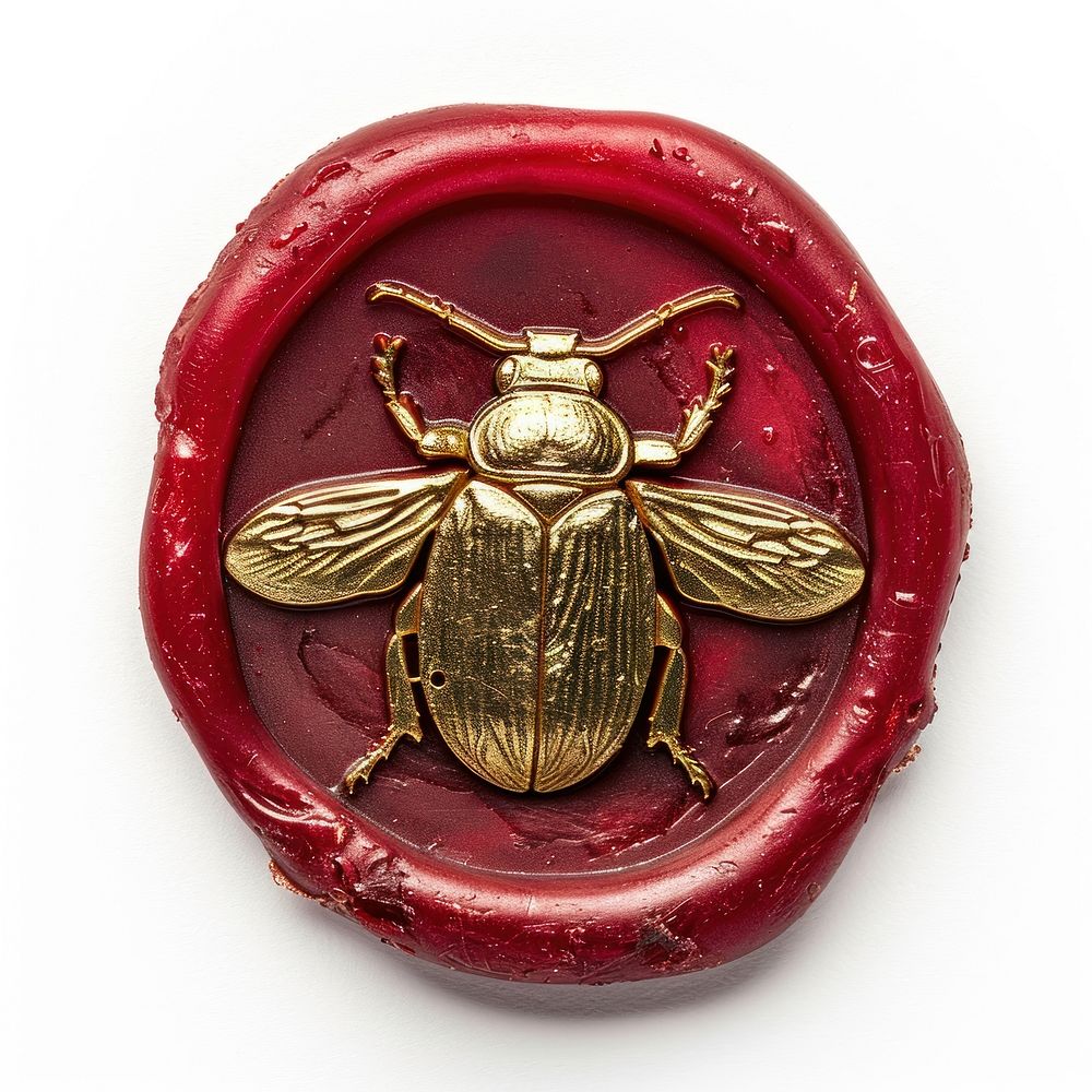 Seal Wax Stamp a bug locket red white background.