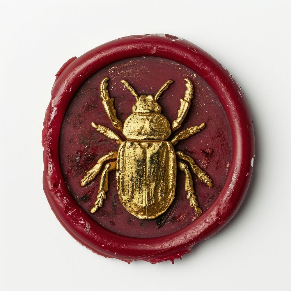 Seal Wax Stamp a bug animal white background representation.