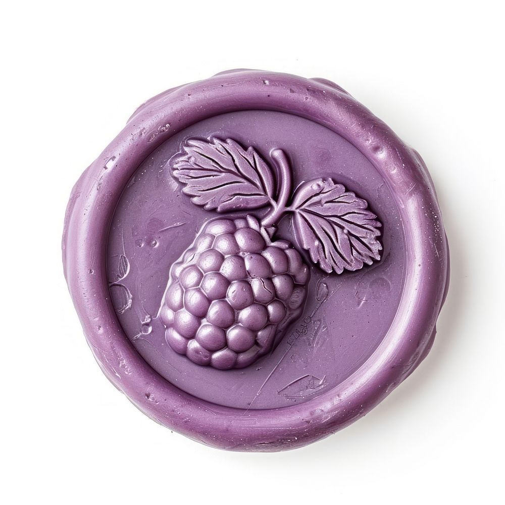 Seal Wax Stamp a berry purple white background salmonberry.