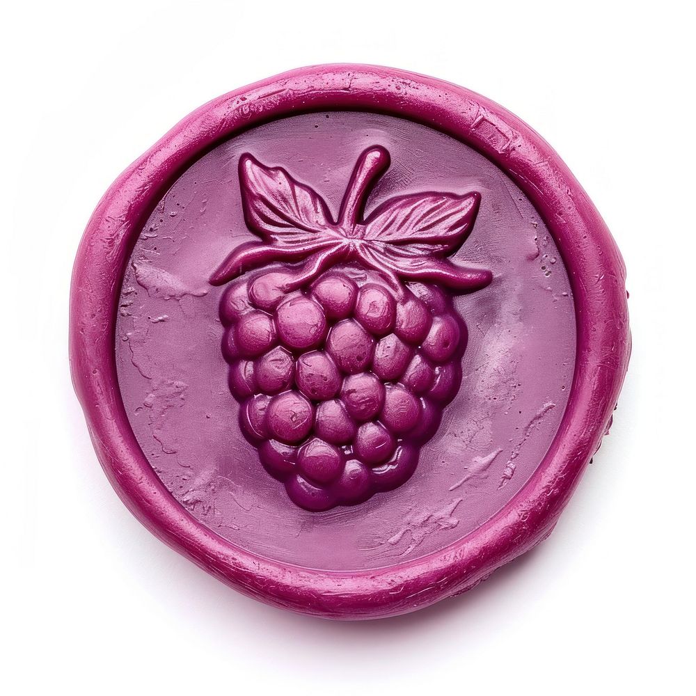 Seal Wax Stamp a berry purple white background thimbleberry.