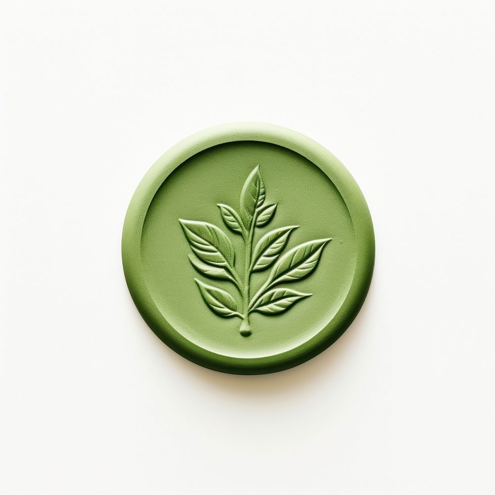 Seal Wax Stamp a botanical green white background porcelain.