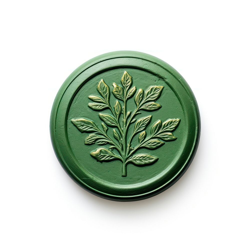 Seal Wax Stamp a botanical green plant leaf.