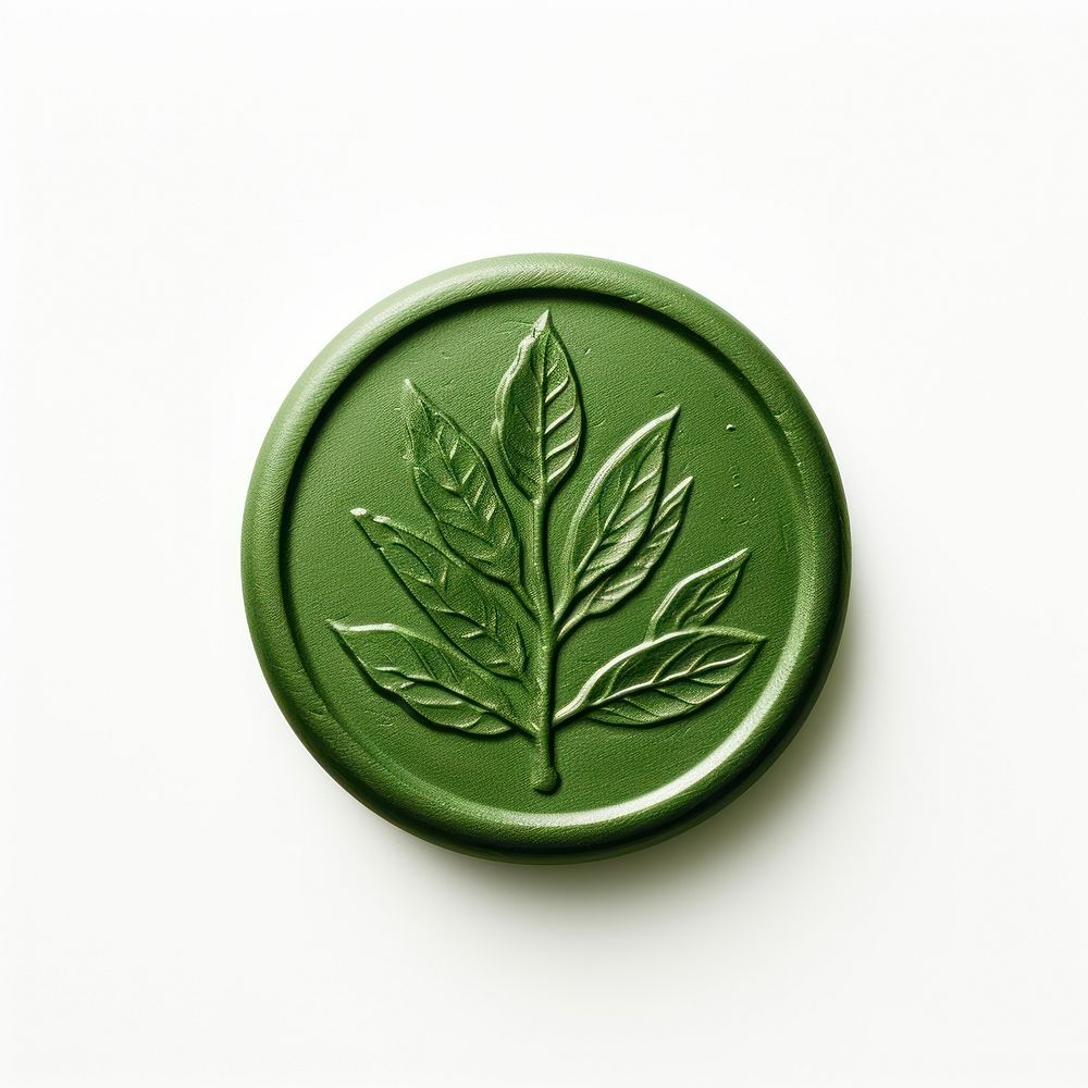 Seal Wax Stamp a botanical green plant leaf.