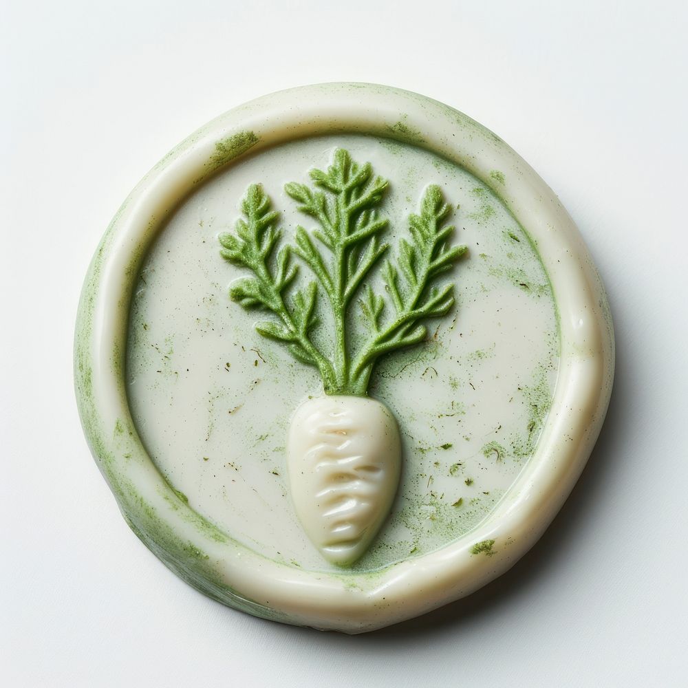 Seal Wax Stamp a carrot vegetable plant green.