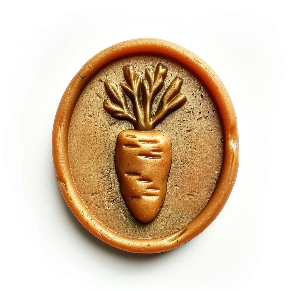 Seal Wax Stamp a carrot shape white background representation.