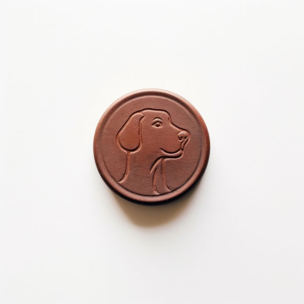 Seal Wax Stamp a dog money coin white background.