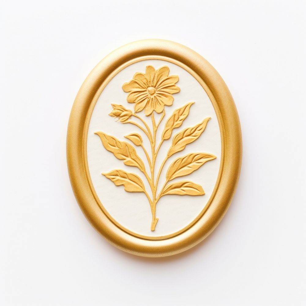 Seal Wax Stamp a floral gold jewelry pendant.