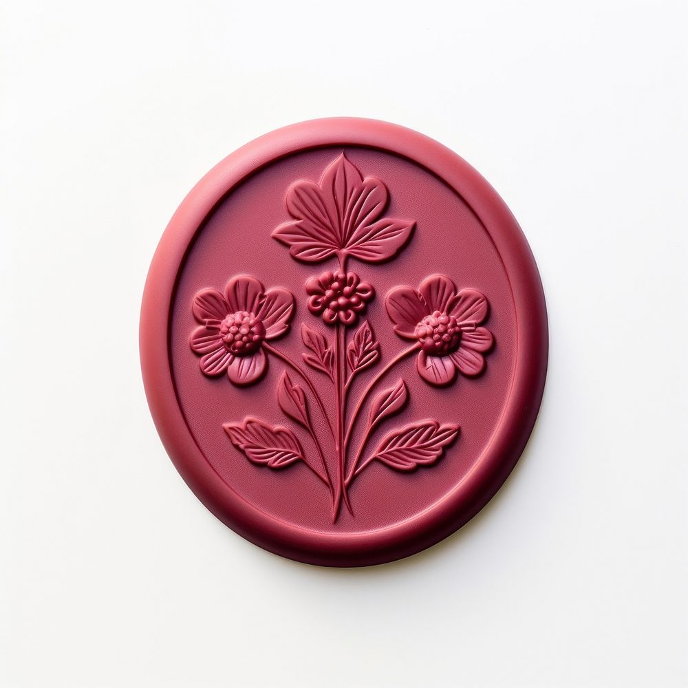 Seal Wax Stamp a floral shape craft white background.
