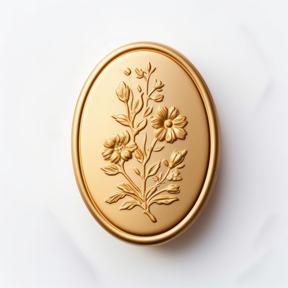 Seal Wax Stamp a floral gold jewelry locket.