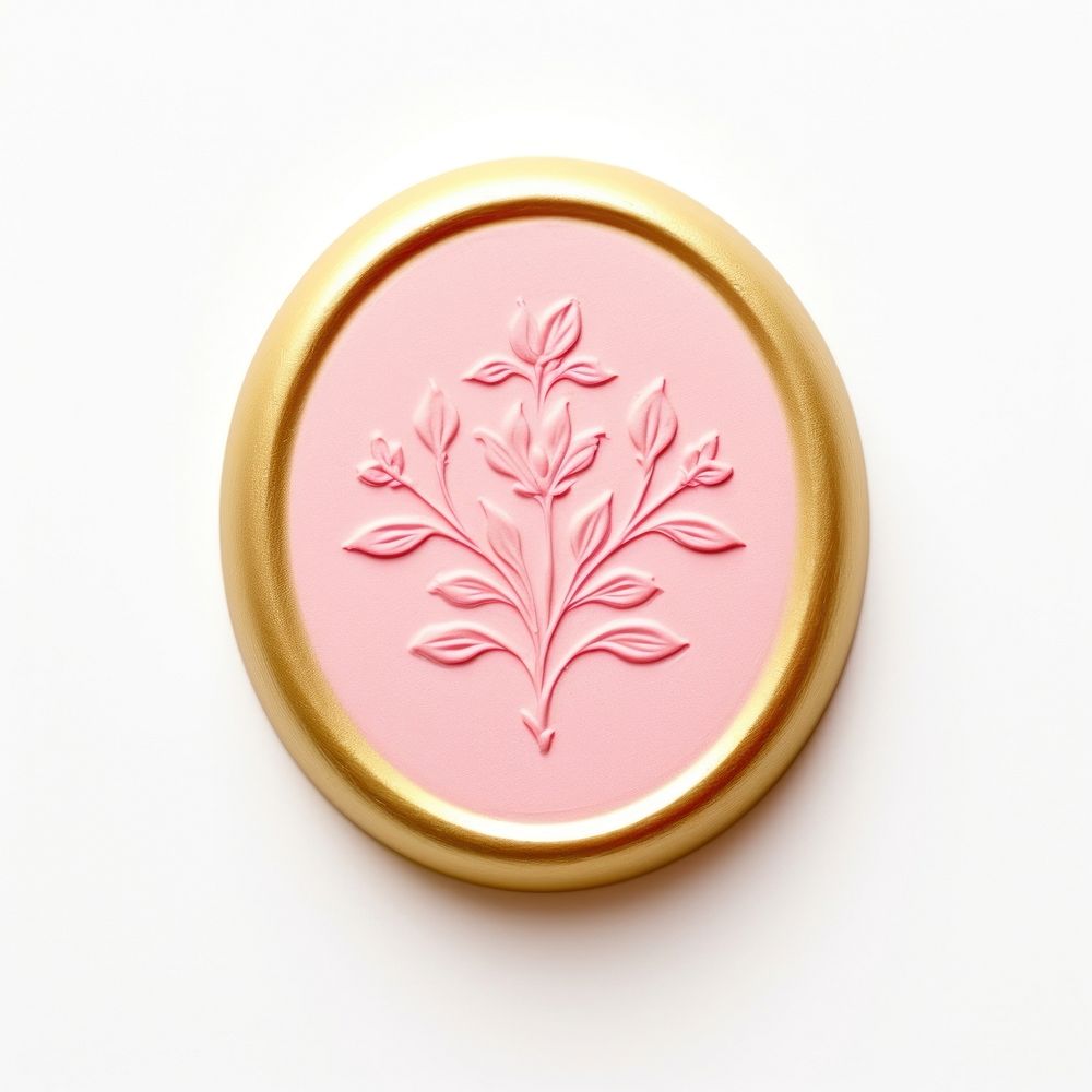 Seal Wax Stamp a floral shape gold pink.