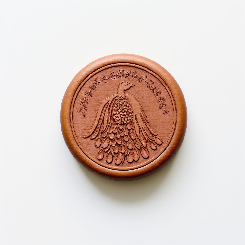 Seal Wax Stamp a peacock bronze craft representation.