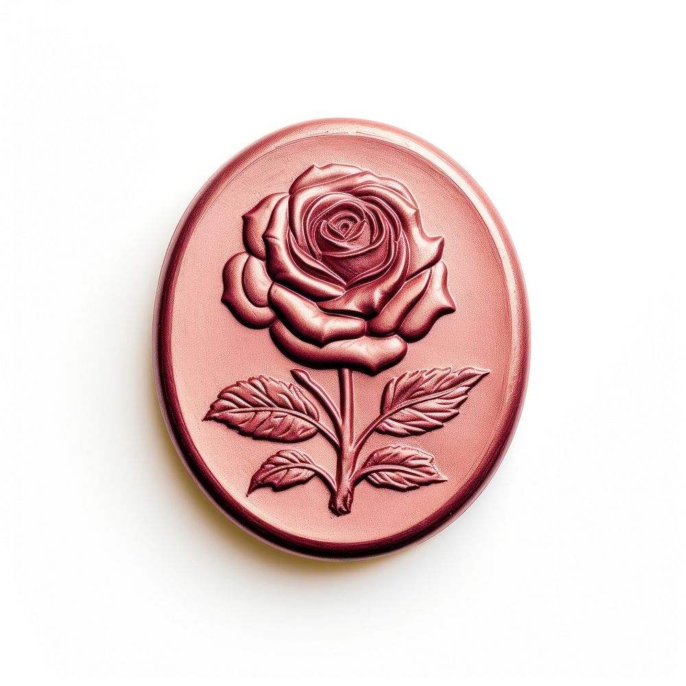 Seal Wax Stamp a rose shape white background representation.