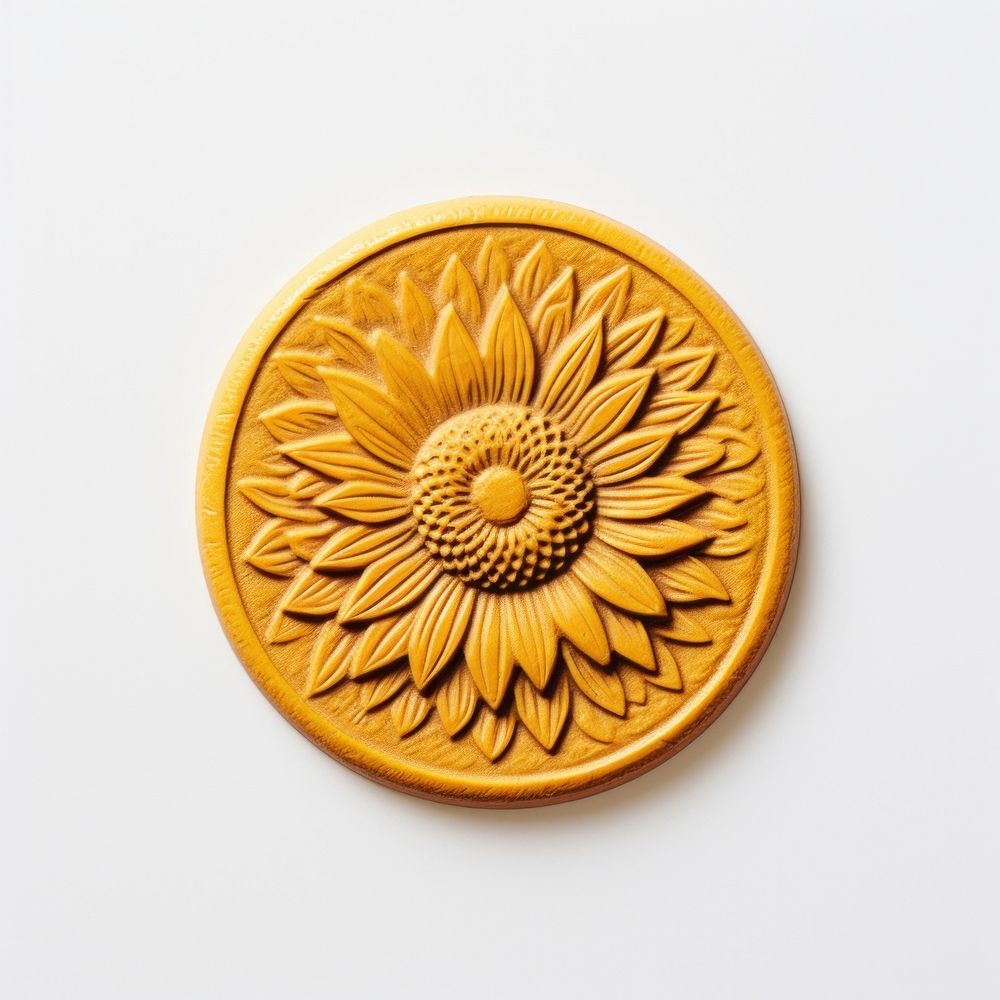 Seal Wax Stamp a sunflower craft money gold.