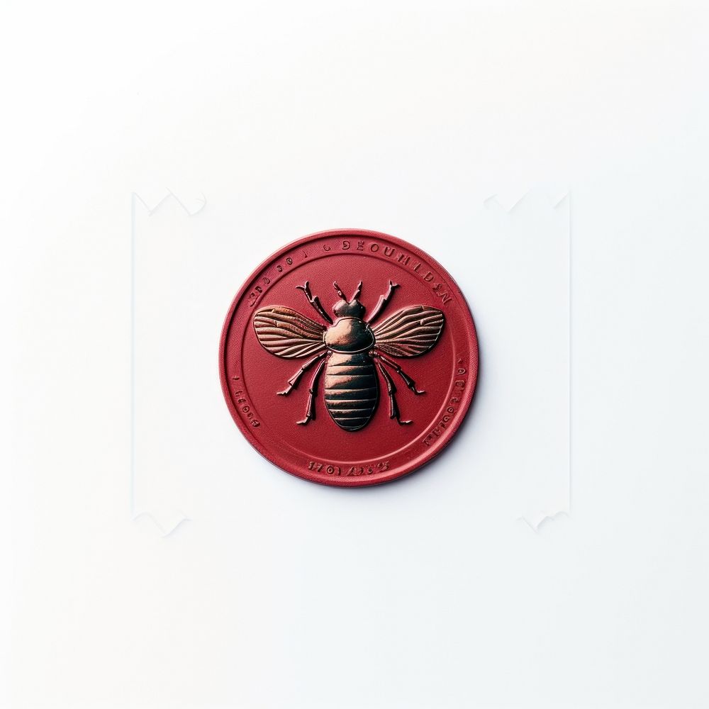 Seal Wax Stamp an insect animal coin white background.