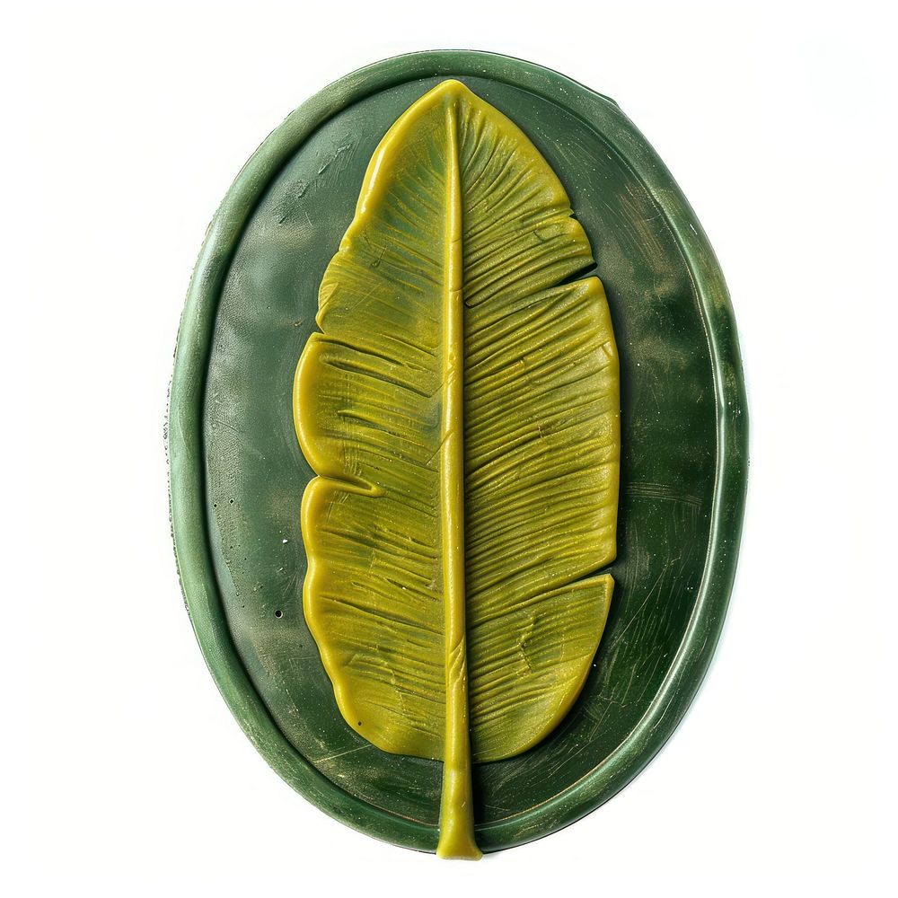 Seal Wax Stamp banana leaf jewelry plant white background.