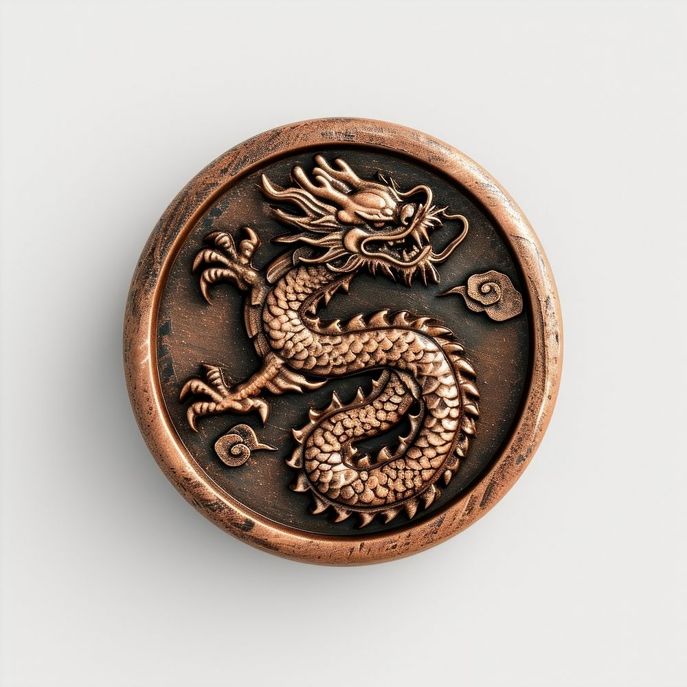 Seal Wax Stamp chinese dragon jewelry locket bronze.