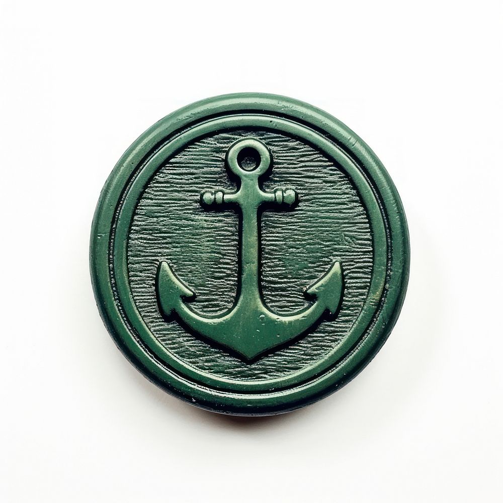 Seal Wax Stamp green anchor white background electronics hardware.