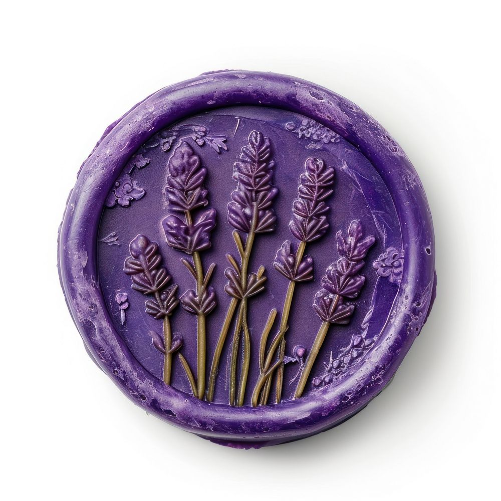 Seal Wax Stamp lavender field plant white background ingredient.