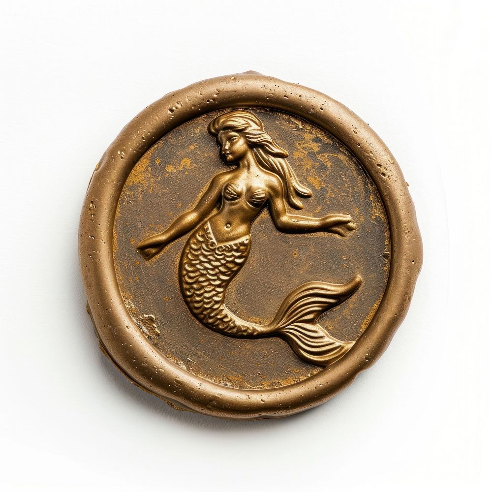 Seal Wax Stamp mermaid jewelry locket bronze.