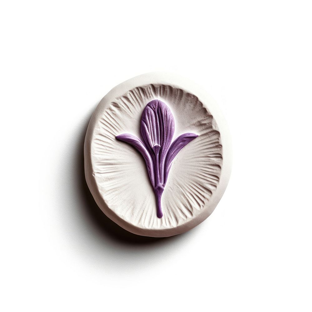 Seal Wax Stamp of an iris purple food white background.