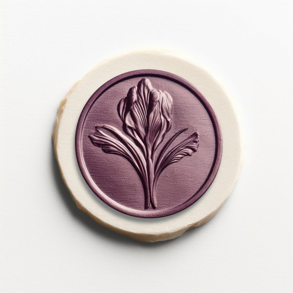 Seal Wax Stamp of an iris shape white background electronics.