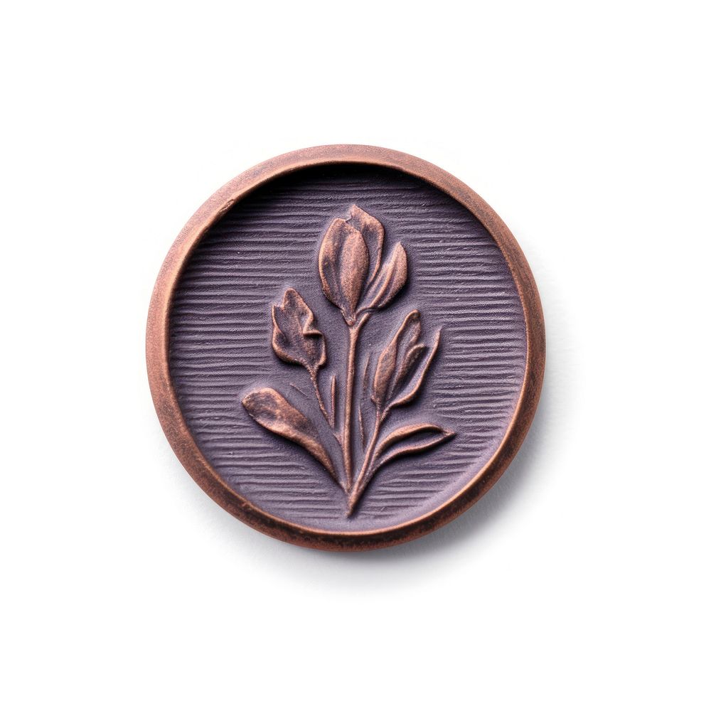 Seal Wax Stamp of an iris shape craft white background.